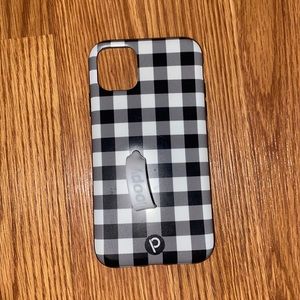 Black and white plaid Loopy case for iPhone 11